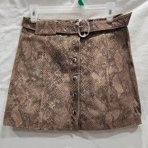 Zara Tan Patterned Mini Skirt Snake Print